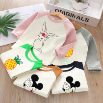 Girls base shirt 2021 autumn new T-shirt boys Joker round neck shirt kids autumn long sleeve cartoon T-shirt