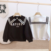 Childrens clothes 2021 Autumn New Korean version of female baby casual navy style coat boys joker loose T-shirt