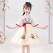 Girls Summer Dress Childrens Hanfu skirt Womens summer costume 2021 new childrens clothing western style princess dress summer