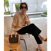 LICKYSENIOR SELF-WEARING N YEARS HIGH WAIST STRAIGHT BLACK JEANS WOMENS AUTUMN Korean EDITION LOOSE NINE-POINT PANTS