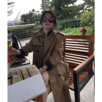 LICKYSENIOR imported fabric small WINDBREAKER womens long loose autumn new temperament jacket