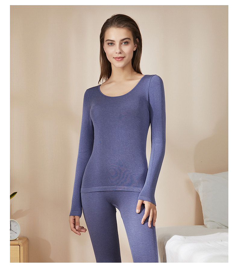 婷美发热保暖内衣套装打底衫女