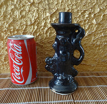 Old candlestick ceramic black glaze wax table Flower insert old porcelain old object physical photo photo photo Nostalgic collection