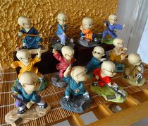 Old toys little monk ornaments Shaolin 12 monks hand board dolls beautiful cartoon second-hand resin real shot together