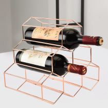 Batch~Hair wrought iron wine rack Honeycomb wine rack Wine red wine rack Nordic model room home accessories wine cabinet ornaments