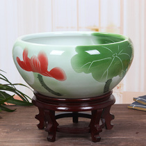 Jingdezhen ceramic fish tank large fish basin turtle tank Extra large bowl Lotus water lily lotus tank Floor-to-ceiling landscaping ornaments