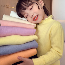 Girl sweater winter clothes with velvet bottom shirt integrated girl half-high collar sweater