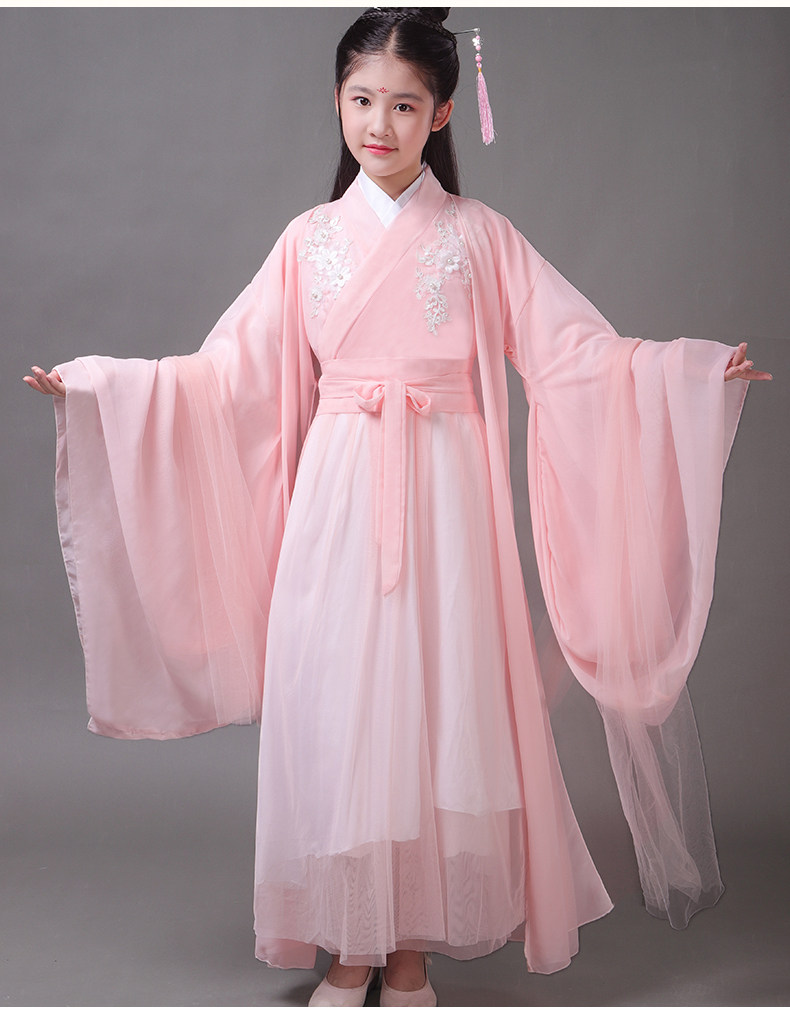 七色王国樱花公主儿童汉服女童古装超仙中国风襦裙唐装古风长袖连衣裙