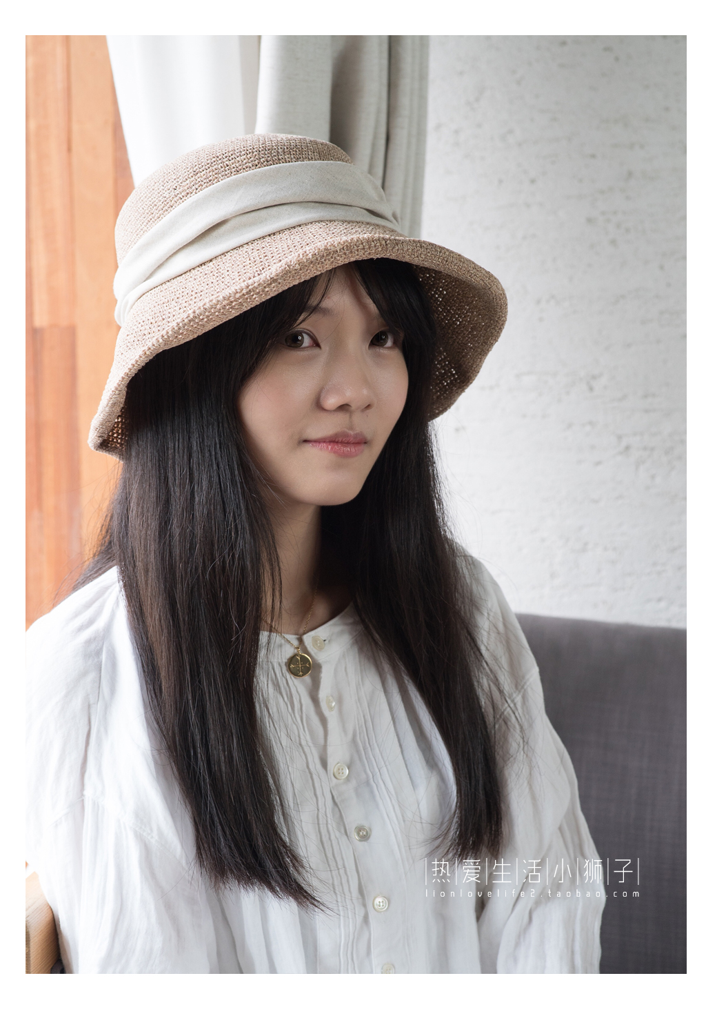 和风日本手工编织和纸大檐圆顶草帽遮阳帽女夏可水洗 lion - 帽子