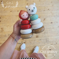 French vilac designer wooden little red hat stacked music circle layered educational toy 1 year old