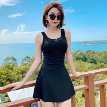 Swimsuit female summer conjoined 2021 new large size belly slim fashion conservative skirt style sunscreen swimsuit