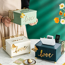 Light luxury tissue box living room household coffee table multi-function remote control storage box Cup European creative ornaments drawing paper box