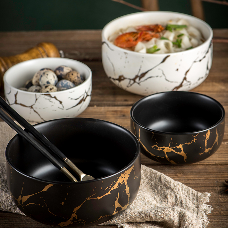 Nordic marble, ceramic bowl of soup bowl large household eat bowl creative contracted Europe type bowl dessert bowl dishes