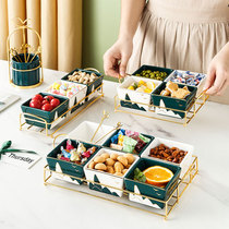 Light luxury fruit plate household living room split snack candy dried fruit plate snack melon seed platter ceramic snack tray