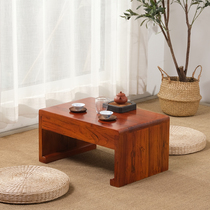 Simple Chinese style old elm tea table with drawer Solid wood small coffee table Bay window table pit table Tatami table pit table