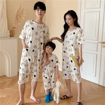 Family clothing net red one-piece home clothes 2021 summer a family of three foreign air loose pajamas Boy and girl short sleeves