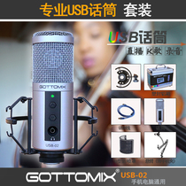 USB-02 Professional recording dubbing USB microphone microphone live K song condenser microphone Mobile phone computer universal