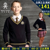 Eaton Gide school uniform boys and girls sweater childrens pullover knitwear cotton V-neck sweater Spring and Autumn 09M101