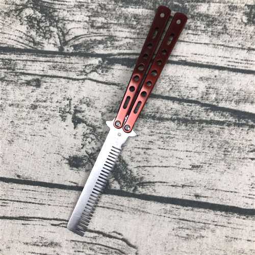 蝴蝶折叠刀 梳子蝴蝶梳子刀 光全不锈钢小刀训练未开刃初学者