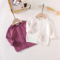 Korea Korean version of the female baby knitted cardigan Western sweater jacket spring and autumn 0-1-2-3-year-old child Baby