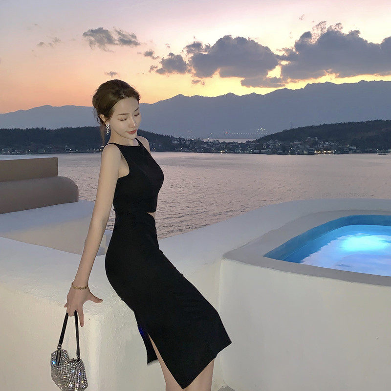 7759#御姐女神范气质套装女春秋装削肩背心 半身长裙套装女装