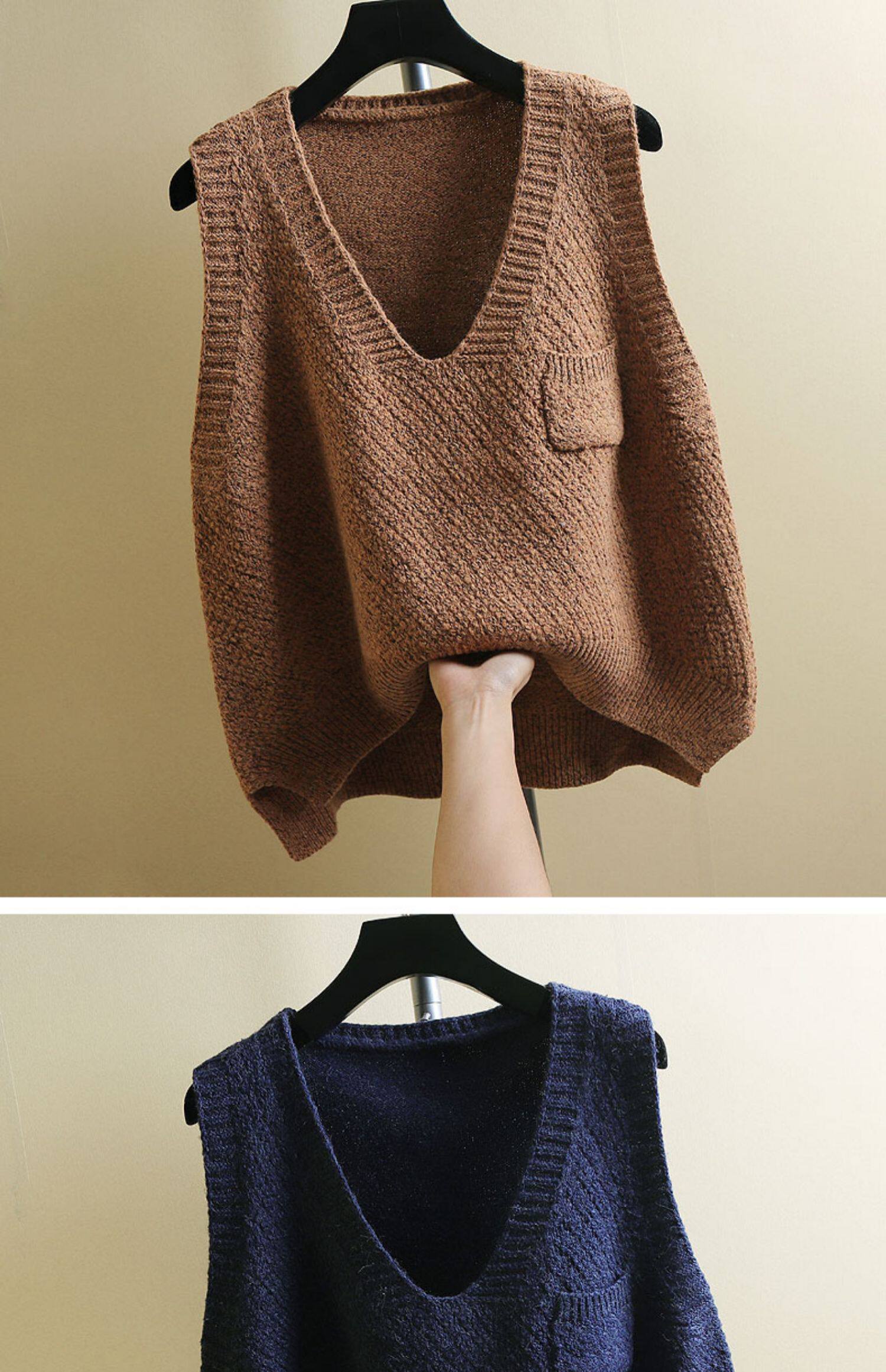 针织马甲女秋冬2025新款外穿韩版v领坎肩无袖毛衣背心短款马夹潮