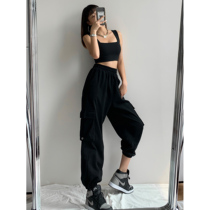 European and American streets handsome and functional style Pocket Work Pants Women Hip Hop Casual Sports Pants High Waist Display Slim Fit Pants