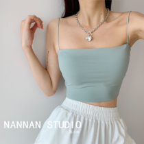 Hot Brothery Wind Sexy Dew Shoulder inner lap harness Chest Short anti-walking light Sports slapped bottom vest slim rope shoulder strap blouse