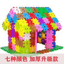 Early education children thick number letter house building blocks assembly educational toys boys and girls baby intelligence puzzle