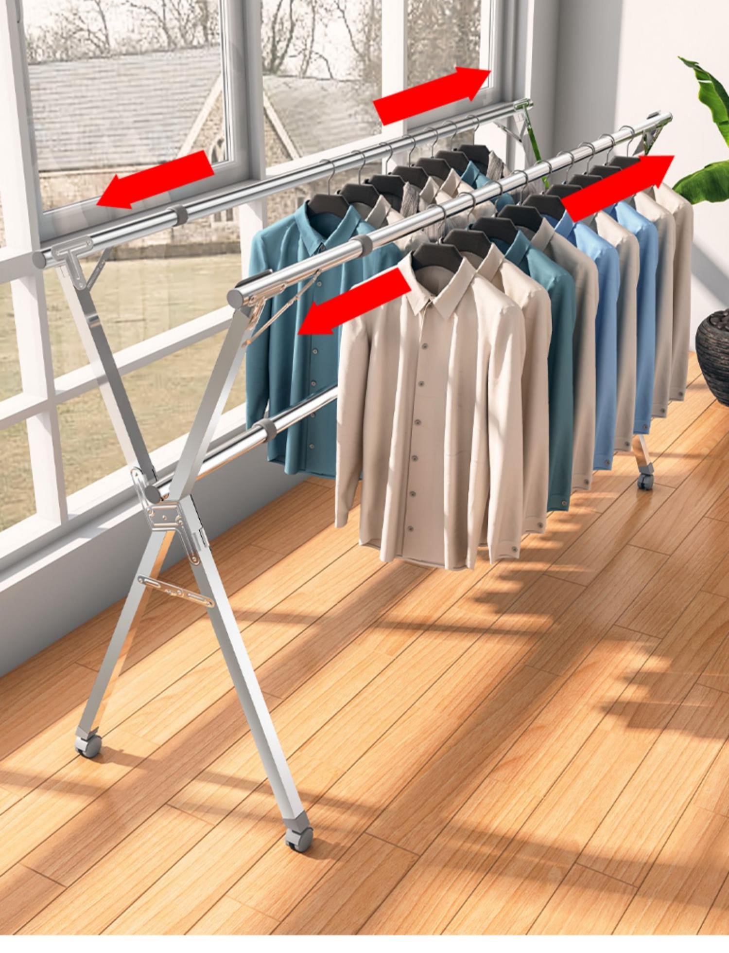 晾衣架落地折叠室内室外阳台不锈钢凉衣架杆式伸缩晒被