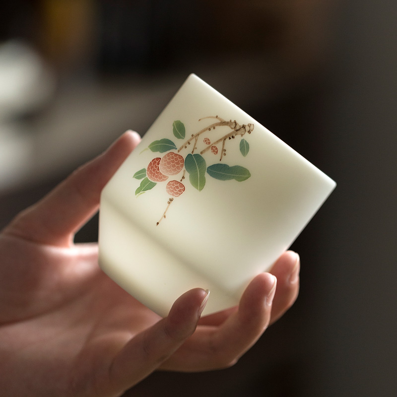 Tang s hand made white porcelain large - sized ceramic kung fu masters cup sample tea cup single straight glass cup home drinking tea