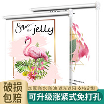 Small curtain non-perforated installation telescopic rod sunshade cloth sunshade full shading shade shade sunscreen insulation roll type