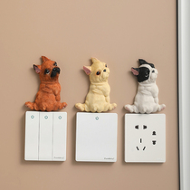 Puppy resin switch patch decoration light and luxurious wall sticker creative 3d stereo living room bedroom home light switch protective sleeve