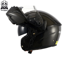Malushen Carbon Fiber Helmet Motorcycle Unveiling Helmet Men and Women Double Lens Bluetooth Full Helmet Motorcycle Summer Four Seasons