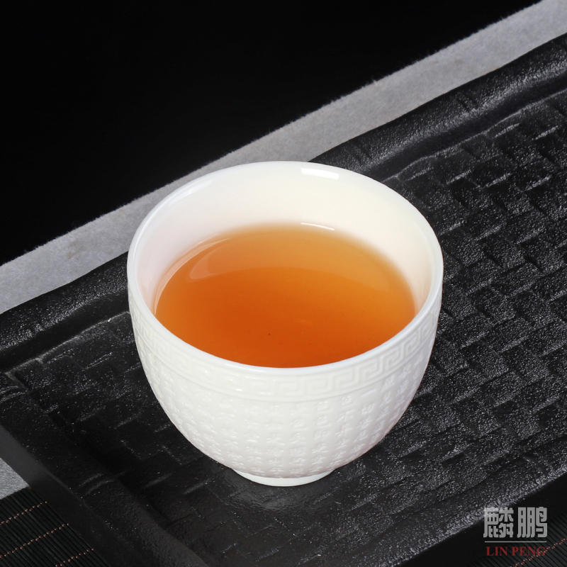 Ringo Lin master masters hand dehua white porcelain heart sutra CPU master single CPU zen ceramic cups sample tea cup