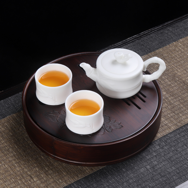 Artisan fairy dehua white porcelain kung fu tea set suit pure manual household contracted sitting room tea teapot teacup