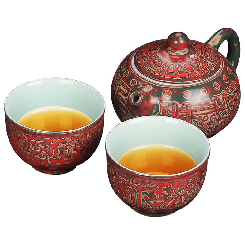 Artisan fairy famous amplifier crack cup a pot of two cup of household ceramics craft kung fu tea set portable travel tea set
