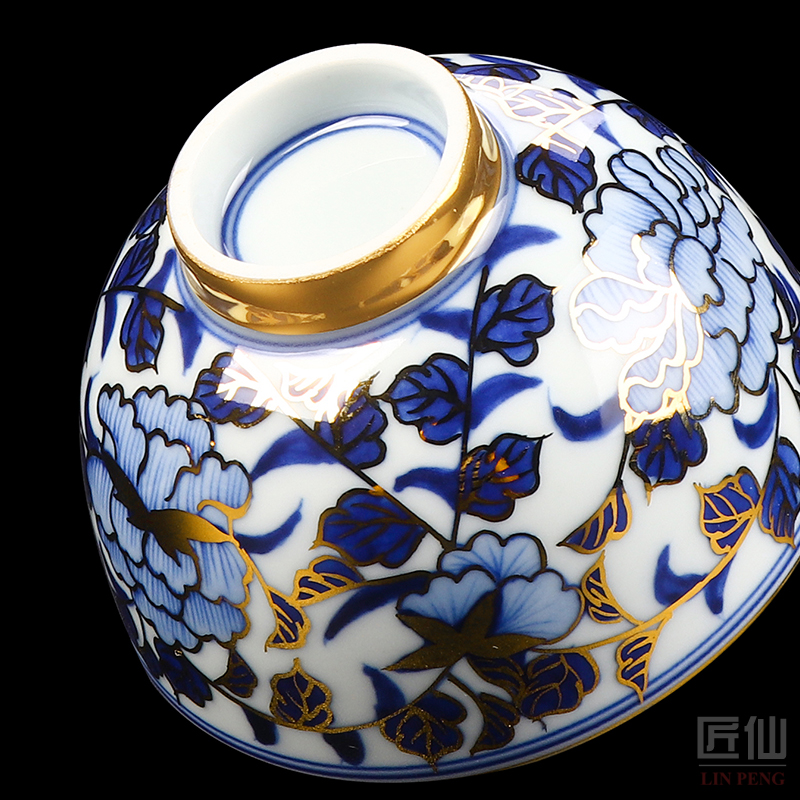 Kung fu tea cup blue and white see colour cup sample tea cup manual jingdezhen ceramic masters cup hand - made teacup individual cup