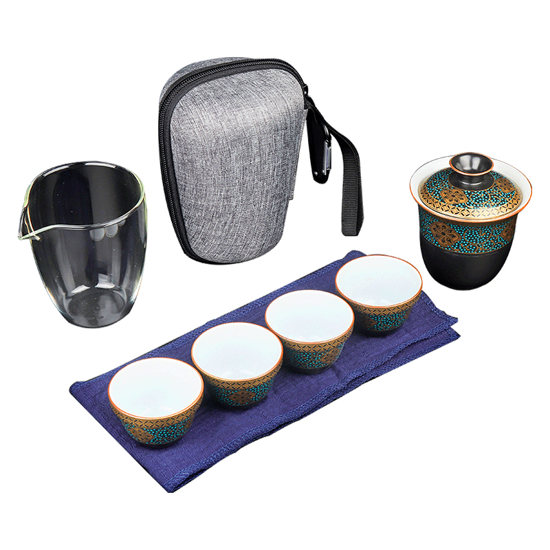 Artisan fairy portable travel kung fu tea set ceramic a pot of four bags is suing travel car crack cup