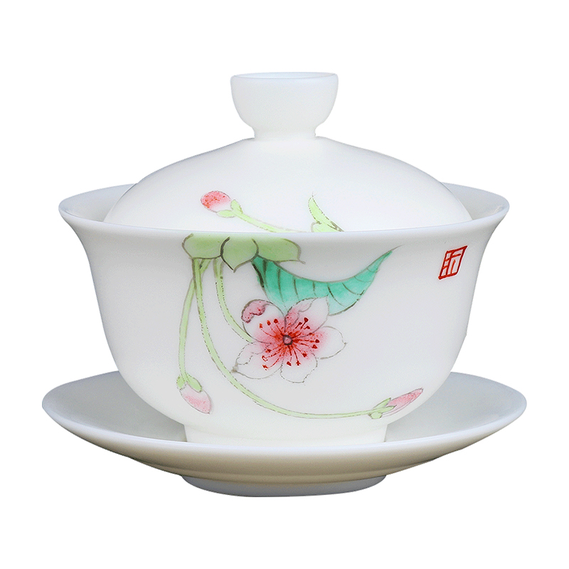 The Master artisan fairy Xu Yuelan hand - made white porcelain tureen household ceramics kung fu tea tea bowl three tureen
