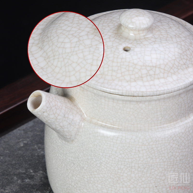 Artisan fairy soda glaze single pot of checking ceramic teapot household slicing can raise kung fu tea teapot small capacity