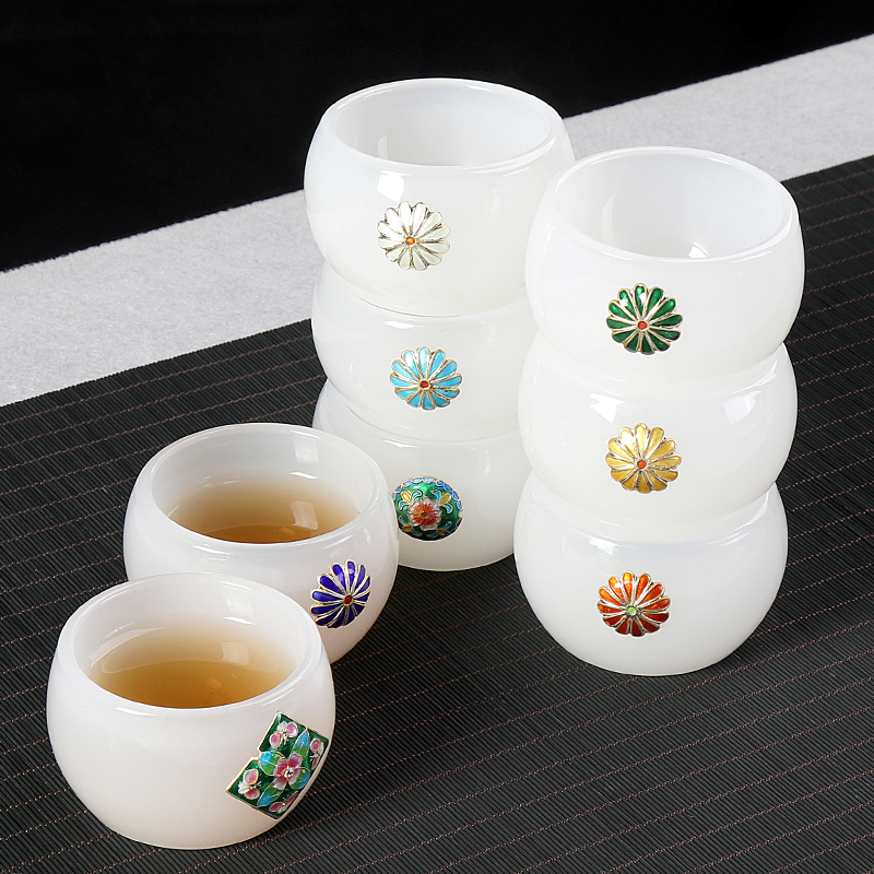 Dehua white porcelain cup jade porcelain sample tea cup tea set personal cup master glass ceramic cups, small single CPU kung fu tea cups