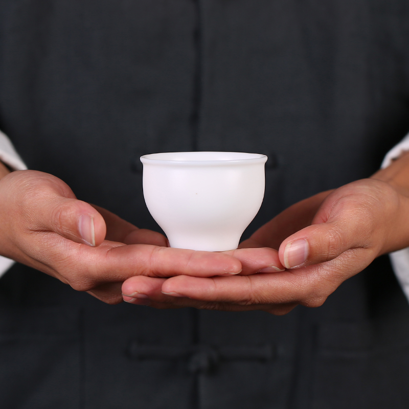 Artisan fairy dehua white porcelain ceramic cups kung fu tea set sample tea cup master cup large individual cup single cup by hand