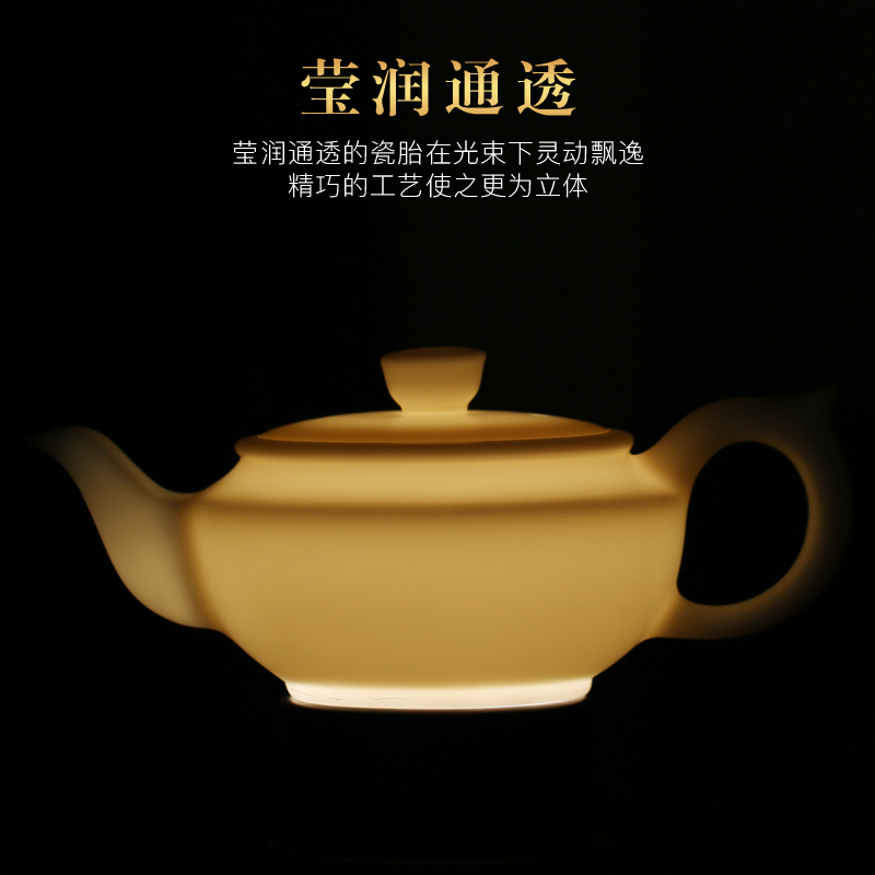 Artisan fairy dehua white porcelain ceramic teapot kung fu tea set single pot of large - sized CiHu jade teapot CiHu manually