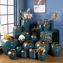 Modern minimalist Jingdezhen Deed Town Ceramics Ground Large Vase Eu Style Pottery Jar Living-room Pendulum with Xuan Guan Flower Arrangement Emulation Decoration