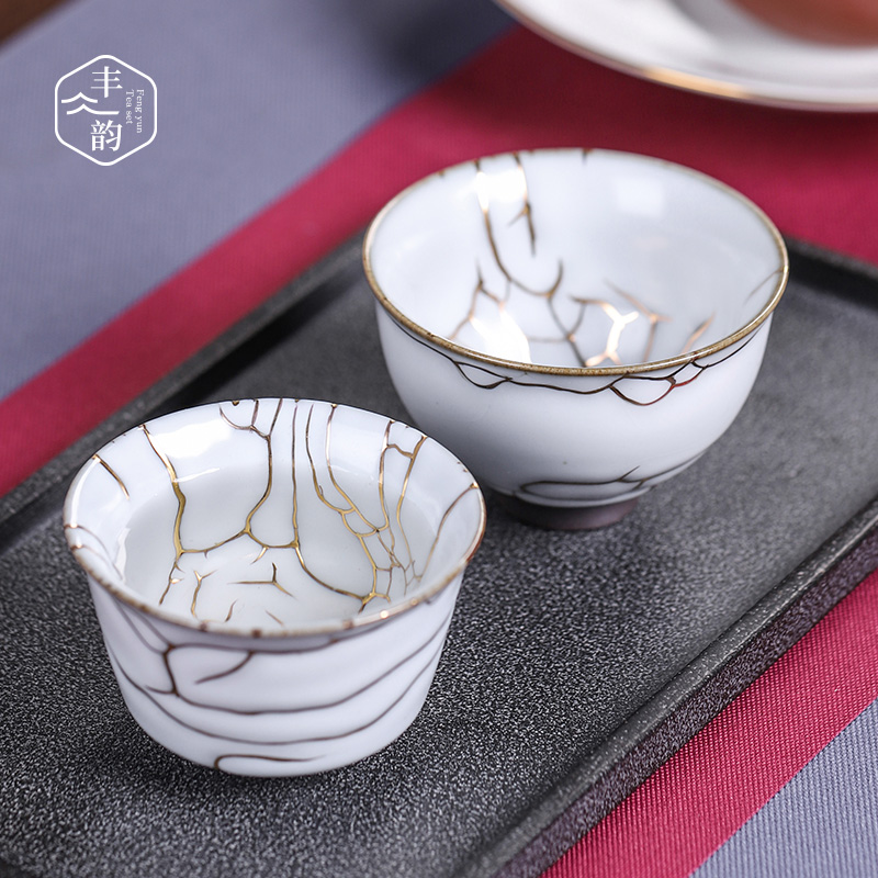 On see colour kunfu tea light ceramic up cup can keep the master cup single hand gold 24 k gold cup