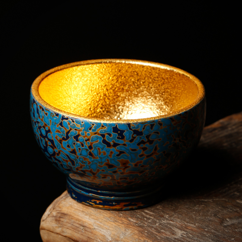 The ancient Chinese lacquer sheng up gold purple sand cup master cup single CPU tuba informs The creative manual 24 gold tea light sample tea cup
