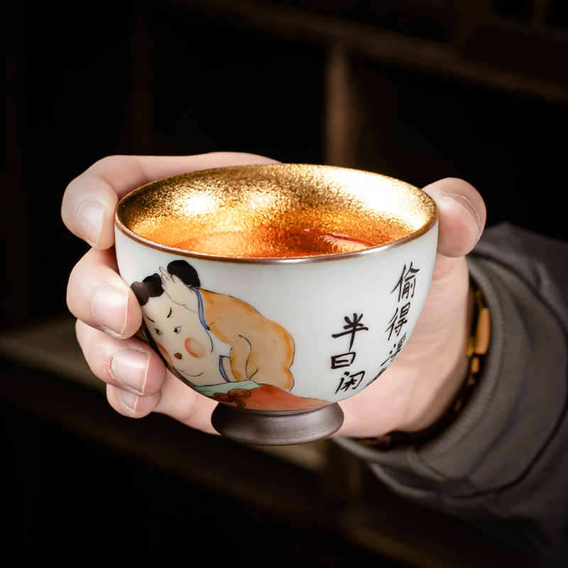 Town of your up kung fu tea colored enamel characters hand - made ceramic cups sample tea cup master cup single cup golden cup