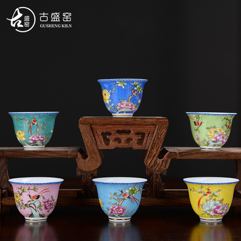 The ancient see colour niaoyuhuaxiang yulan sheng up pick flowers cup sample tea cup personal creative teacups glass ceramic kung fu master