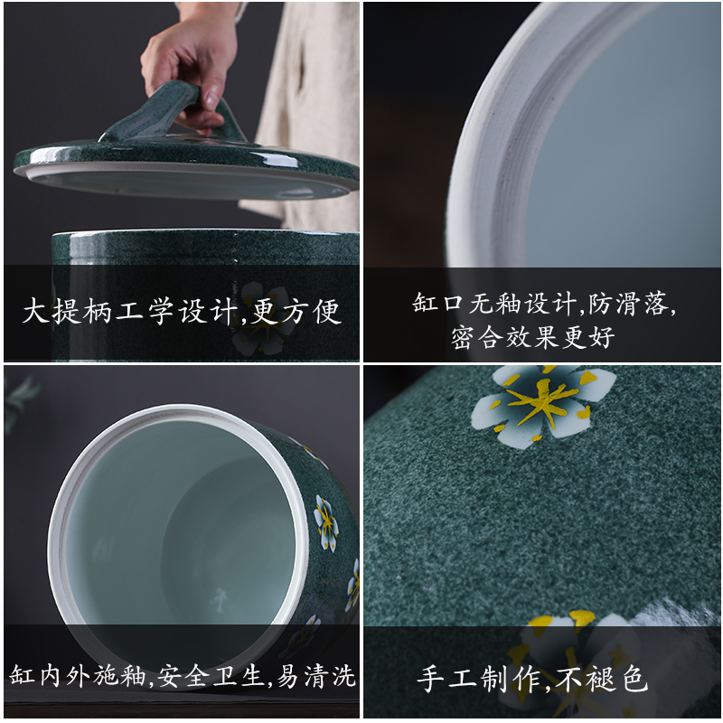 Barrel of jingdezhen ceramics with cover household rice storage box sealing insect - resistant 10/20 jin pickles jar of flour ricer box